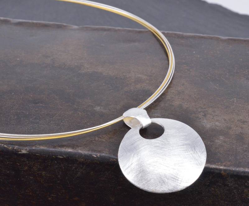 Anhänger+Halsreif Bicolor - Edelstahl Und 925 Silber Anhänger+Halsreif Bicolor - Edelstahl Und 925 Silber von NordNordostJewelry