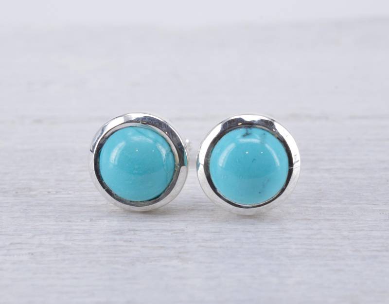 Arizona-Türkis Ohrstecker 925 Silber Ohrring Echter Türkis Rund Natürlicher Edelstein Blau Schmuck Braut Schlicht Arizona-Türkis Ohrstecker 925 Silber Ohrring Echter Türkis Rund Natürlicher Edelstein Blau Schmuck Braut Schlicht von NordNordostJewelry