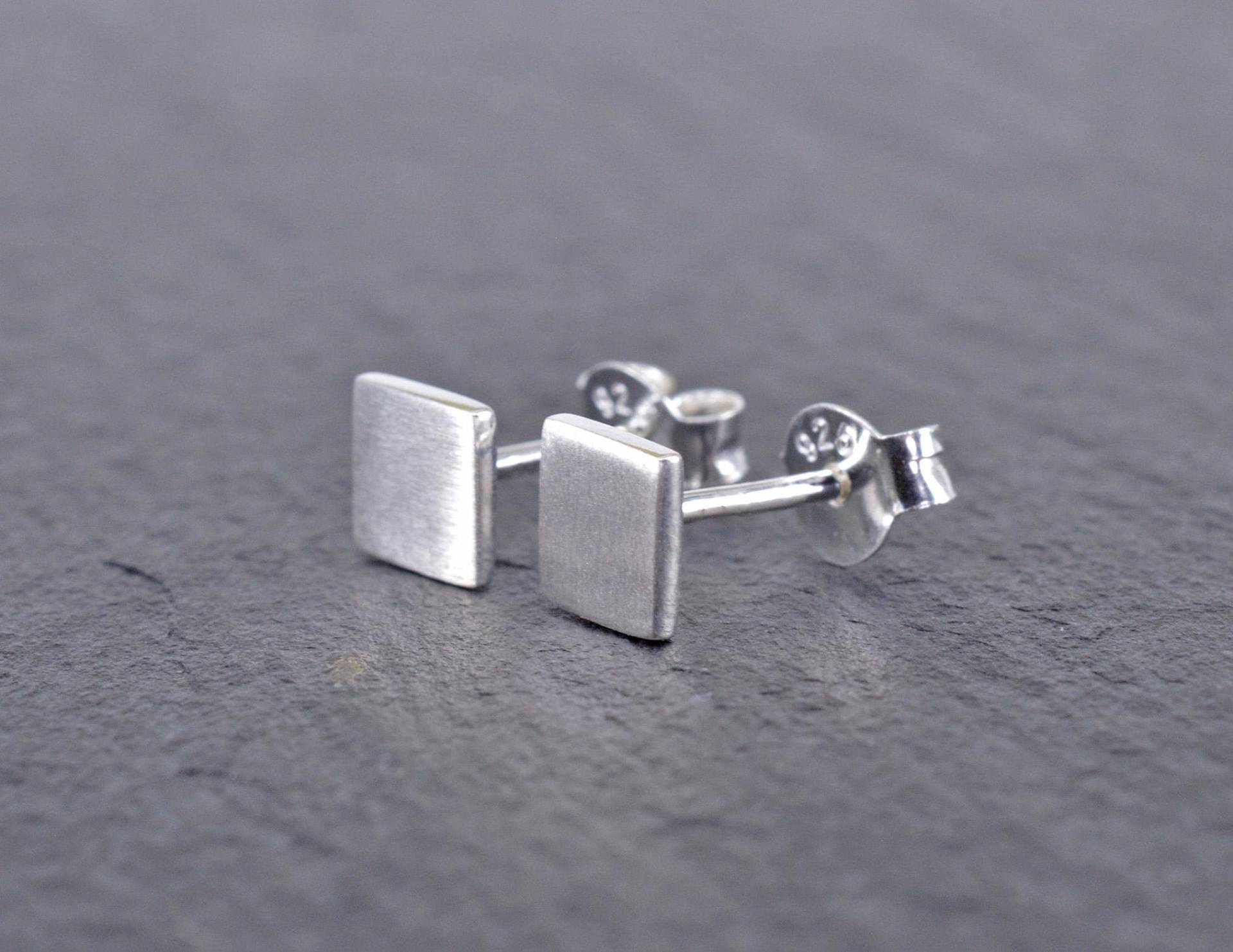 Mini Quadrat Ohrstecker 925 Silber Kleines Viereck Schlicht von NordNordostJewelry