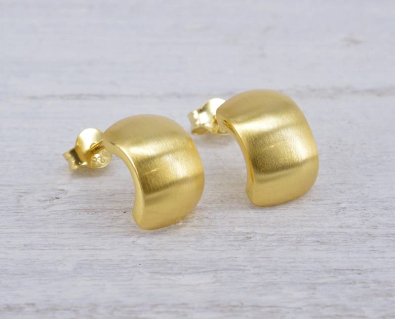 Ohrstecker Schlicht Gewölbt 925 Silber Gold Plattiert Ohrstecker Schlicht Gewölbt 925 Silber Gold Plattiert von NordNordostJewelry