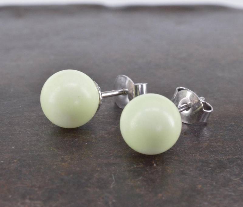 Ohrstecker Zitronen Chrysopras 925 Silber Kugel Limette Pastell Hellgrün Ohrstecker Zitronen Chrysopras 925 Silber Kugel Limette Pastell Hellgrün von NordNordostJewelry