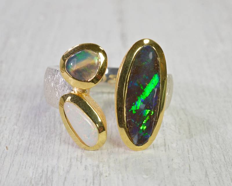 Opal Ring Gr.57 - 925 Silber Z.teil Vergoldet Opal Ring Gr.57 - 925 Silber Z.teil Vergoldet von NordNordostJewelry