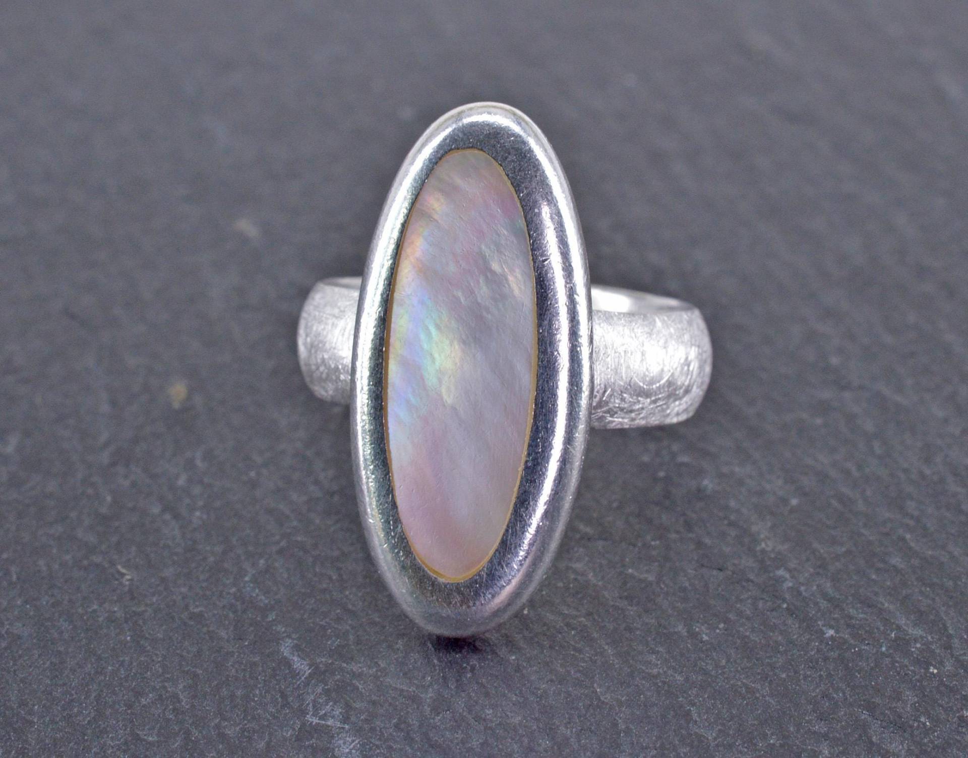 Perlmutt Ring Gr. 58 925 Silber Weiß Schimmernd Schlicht Us 8.5 von NordNordostJewelry