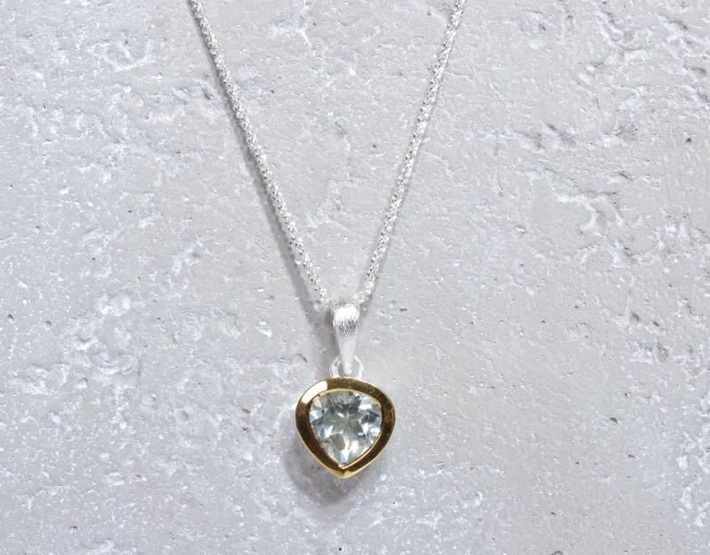 Prasiolith Kette 925 Silber Sterling Bicolor Anhänger Mit Grünem Edelstein Grüner Amethyst Geschenk Funkelnder von NordNordostJewelry