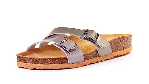 Nordan 0203 Bequeme Damen Pantoletten aus echtem Leder. Damen Sommerschuhe mit anatomisch geformtem Fußbett. (bronze 3801, 39) von Nordan