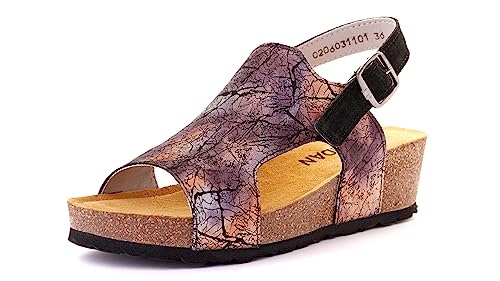 Nordan 0205/0206 Elegante Sandalen Damen aus echtem Leder. Sandaletten Damen mit anatomisch geformtem Fußbett. (violett 06/1101, 38) von Nordan