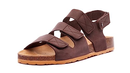 Nordan 021300 Bequeme Herren Sandalen aus echtem Leder. Sandalen Herren mit anatomisch geformtem Fußbett (dunkelbraun 2001, 45) von Nordan