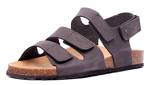 Nordan 021300 Bequeme Herren Sandalen aus echtem Leder. Sandalen Herren mit anatomisch geformtem Fußbett (dunkelgrau 0900, 41) von Nordan