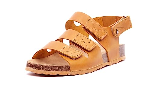 Nordan 021300 Bequeme Herren Sandalen aus echtem Leder. Sandalen Herren mit anatomisch geformtem Fußbett (kürbisgelb 3701, 41) von Nordan