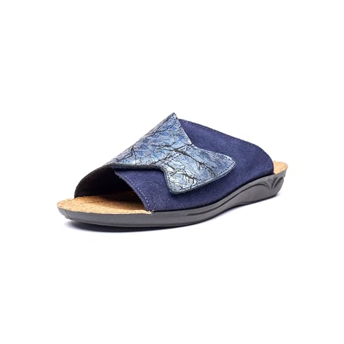 Nordan Damen Pantoletten. Elegante Sandaletten Damen & praktische Sandalen: Ideale Sommerschuhe für Freizeit und Urlaub! 1014. Dunkelblau 1801 39 von Nordan