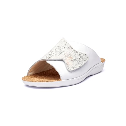 Nordan Damen Pantoletten. Elegante Sandaletten Damen & praktische Sandalen: Ideale Sommerschuhe für Freizeit und Urlaub! 1014. Weiß 0801 41 von Nordan