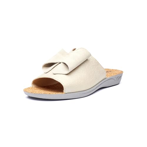 Nordan Damen Pantoletten. Elegante Sandaletten Damen & praktische Sandalen: Ideale Sommerschuhe für Freizeit und Urlaub! 1015. Beige 1001 38 von Nordan
