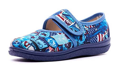 Nordan 127050-4399 bequeme und rutschfeste Kinderschuhe aus Textil für Spaziergänge, Kindergarten und Zuhause (blau 4399, 22) von Nordan