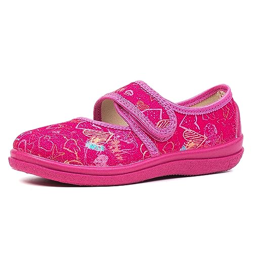 Nordan 127050 bequeme und rutschfeste Kinderschuhe aus Textil für Spaziergänge, Kindergarten und Zuhause (fuchsia 3199, 25) von Nordan