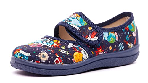 Nordan 127050 bequeme und rutschfeste Kinderschuhe aus Textil für Spaziergänge, Kindergarten und Zuhause (dunkelblau 5399, 23) von Nordan