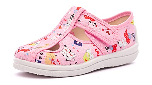 Nordan 127850 bequeme und rutschfeste Kinderschuhe aus Textil für Spaziergänge, Kindergarten und Zuhause (Rosa 9499, 22) von Nordan