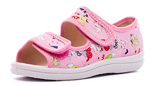 Nordan 129050 Bequeme und rutschfeste Kinderschuhe aus Textil für Spaziergänge, Kindergarten und Zuhause (rosa 9499, 23) von Nordan