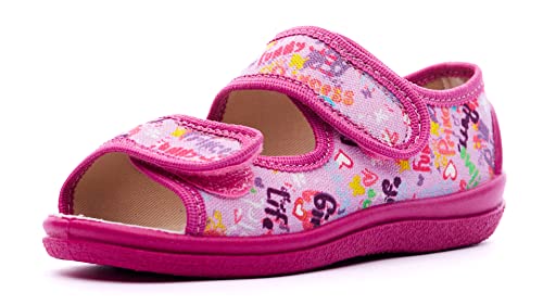 Nordan 129050 bequeme und rutschfeste Kinderschuhe aus Textil für Spaziergänge, Kindergarten und Zuhause (rosa 5499, 24) von Nordan