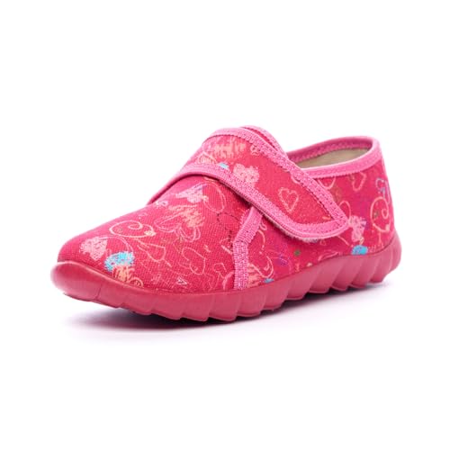Nordan 360350 bequeme und rutschfeste Kinderschuhe aus Textil für Spaziergänge, Kindergarten und Zuhause fuchsia 3199, 28 von Nordan