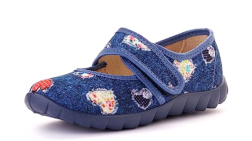 Nordan 360650 bequeme und rutschfeste Kinderschuhe aus Textil für Spaziergänge, Kindergarten und Zuhause (blau 9799, 27) von Nordan