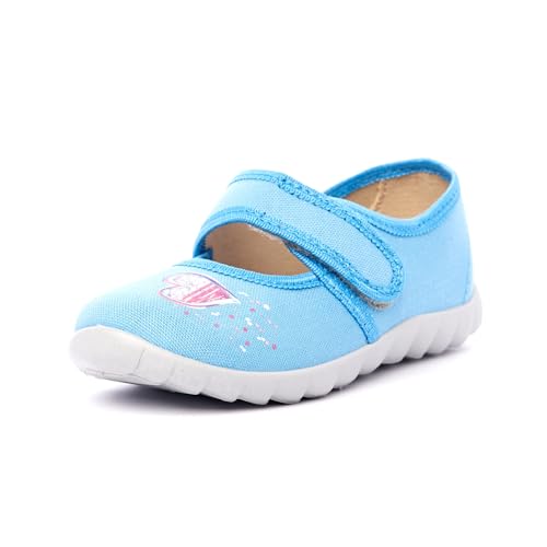 Nordan 360650 Bequeme und rutschfeste Kinderschuhe aus Textil für Spaziergänge, Kindergarten und Zuhause (hellblau 0600, 30) von Nordan