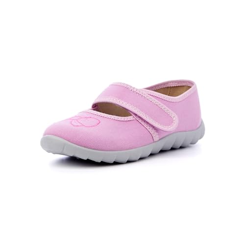 Nordan 360650 bequeme und rutschfeste Kinderschuhe aus Textil für Spaziergänge, Kindergarten und Zuhause (rosa 3201, 27) von Nordan