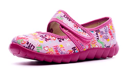 Nordan 360650 bequeme und rutschfeste Kinderschuhe aus Textil für Spaziergänge, Kindergarten und Zuhause (rosa 5499, 28) von Nordan