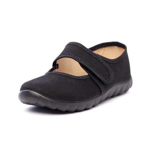 Nordan 360650 Bequeme und rutschfeste Kinderschuhe aus Textil für Spaziergänge, Kindergarten und Zuhause (schwarz 7300, 28) von Nordan