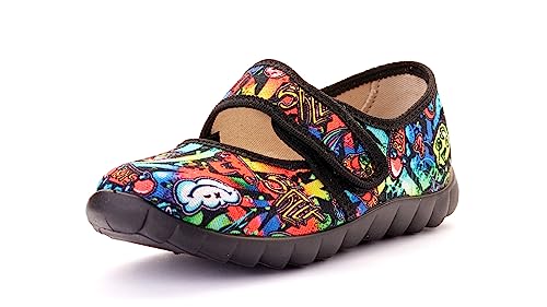 Nordan 360650 bequeme und rutschfeste Kinderschuhe aus Textil für Spaziergänge, Kindergarten und Zuhause (schwarz 9599, 32 von Nordan