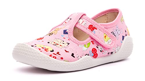 Nordan 410150 bequeme und rutschfeste Kinderschuhe aus Textil für Spaziergänge, Kindergarten und Zuhause Rosa 9499, 24 von Nordan