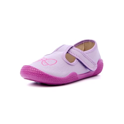 Nordan 410150 bequeme und rutschfeste Kinderschuhe aus Textil für Spaziergänge, Kindergarten und Zuhause (lila 4101, 26) von Nordan