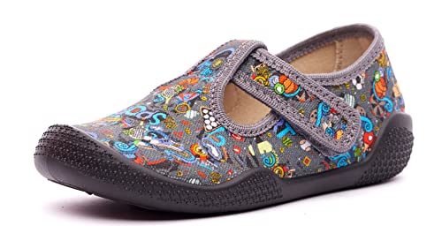 Nordan 410150 bequeme und rutschfeste Kinderschuhe aus Textil für Spaziergänge, Kindergarten und Zuhause grau 9399, 26 von Nordan
