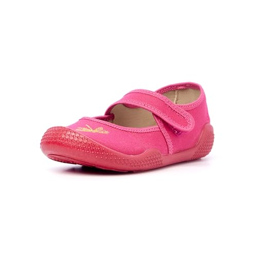 Nordan 410250 bequeme und rutschfeste Kinderschuhe aus Textil für Spaziergänge, Kindergarten und Zuhause (fuchsia 1201, 27) von Nordan