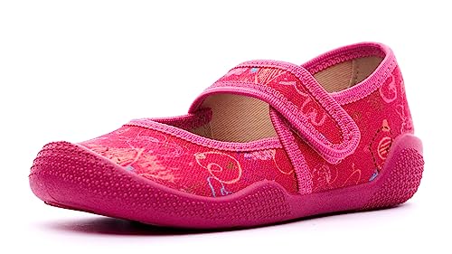 Nordan 410250 bequeme und rutschfeste Kinderschuhe aus Textil für Spaziergänge, Kindergarten und Zuhause (fuchsia 3199, 24) von Nordan