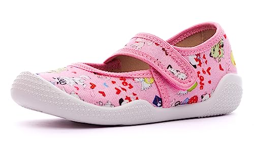 Nordan 410250 bequeme und rutschfeste Kinderschuhe aus Textil für Spaziergänge, Kindergarten und Zuhause (rosa 9499, 23) von Nordan