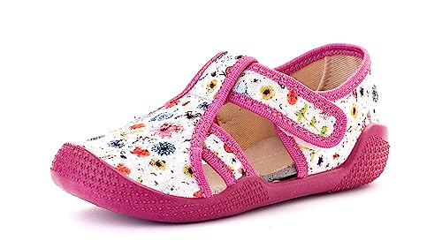 Nordan 410450 Bequeme und rutschfeste Kinderschuhe aus Textil für Spaziergänge, Kindergarten und Zuhause (weiß 5699, 27) von Nordan