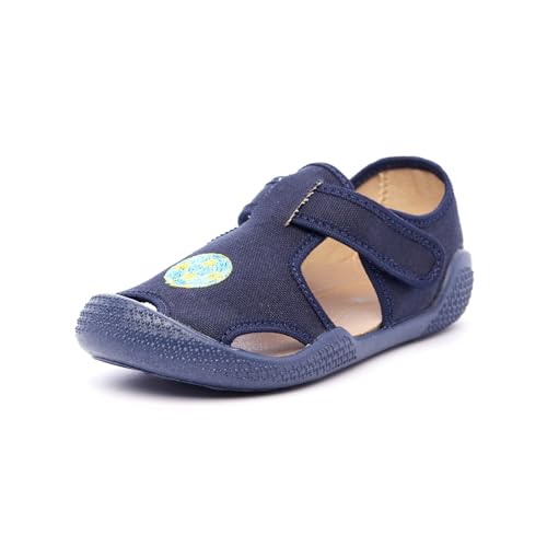 Nordan 410550 Hausschuhe Kinder für Jungen und Mädchen in verschiedenen Varianten. Bequeme Kinder Sandalen mit rutschfesten Sohlen. Pflegeleichte Barfussschuhe Kinder (dblau, 25) von Nordan