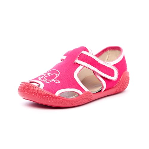 Nordan 410550 Hausschuhe Kinder für Jungen und Mädchen in verschiedenen Varianten. Bequeme Kinder Sandalen mit rutschfesten Sohlen. Pflegeleichte Barfussschuhe Kinder (fuchsia 1201, 23) von Nordan