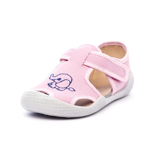 Nordan 410550 Hausschuhe Kinder für Jungen und Mädchen in verschiedenen Varianten. Bequeme Kinder Sandalen mit rutschfesten Sohlen. Pflegeleichte Barfussschuhe Kinder (rosa, 23) von Nordan