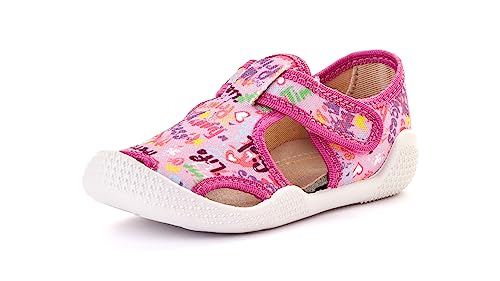 Nordan 410550 Hausschuhe Kinder für Jungen und Mädchen in verschiedenen Varianten. Bequeme Kinder Sandalen mit rutschfesten Sohlen. Pflegeleichte Barfussschuhe Kinder (rosa 5499, 26) von Nordan