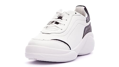 Nordan Modische Sneaker Damen. Sportschuhe Damen aus Leder. Art. 4703R weiß schwarz 401, 40 von Nordan