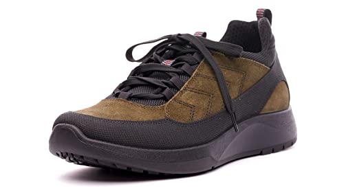 Nordan Original Sneaker Herren. Bequeme Trainers aus Leder. Art. 48100710, Khaki schwarz 43 von Nordan