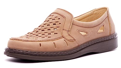 Nordan 5013 Sommer Freizeit-Loafers leichte und Bequeme Herrenschuhe aus echtes Leder (Oliv 7000, 44) von Nordan