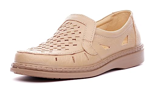 Nordan 5013 Sommer Freizeit-Loafers leichte und Bequeme Herrenschuhe aus echtes Leder (beige 0500, 41) von Nordan