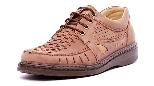 Nordan 5045 Herren Sommer Halbschuhe, Schnürhalbschuhe aus hochwertigem Leder, ideal für Business und Freizeit (braun 3000, 42) von Nordan