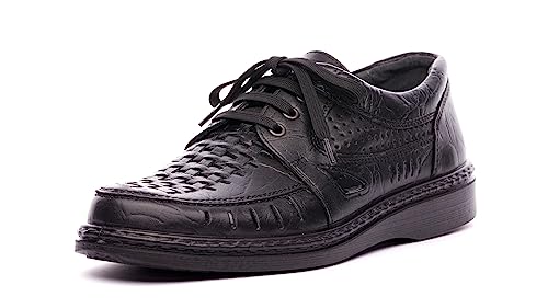 Nordan 5045 Herren Sommer Halbschuhe, Schnürhalbschuhe aus hochwertigem Leder, ideal für Business und Freizeit (schwarz 0100, 45) von Nordan