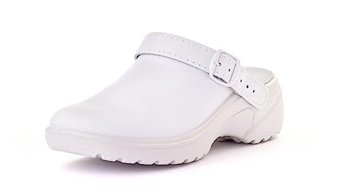 Nordan 800101/800201 Clogs & Pantoletten für Damen. Clogs Damen aus echtem Leder. Leichte Hausschuhe für Damen. (weiß 01/0801, 36) von Nordan