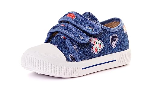 Nordan 910250 Bequeme und rutschfeste Kinderschuhe aus Textil für Spaziergänge, Kindergarten und Zuhause (blau 9799, 27) von Nordan