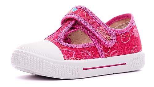 Nordan 910450 Bequeme und rutschfeste Kinderschuhe aus Textil für Spaziergänge, Kindergarten und Zuhause (Fuchsia 3199, 28) von Nordan