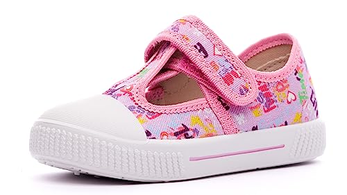 Nordan 910450 Bequeme und rutschfeste Kinderschuhe aus Textil für Spaziergänge, Kindergarten und Zuhause (rosa 5499, 30) von Nordan